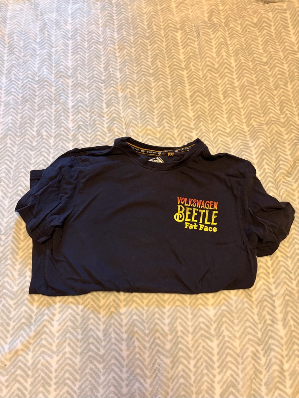 Fat Face Navy Volkswagen Beetle Graphic Tee with Yellow & Red Logo